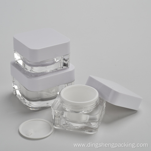 Face Care Cosmetic Acrylic Square 30G Cream Jar